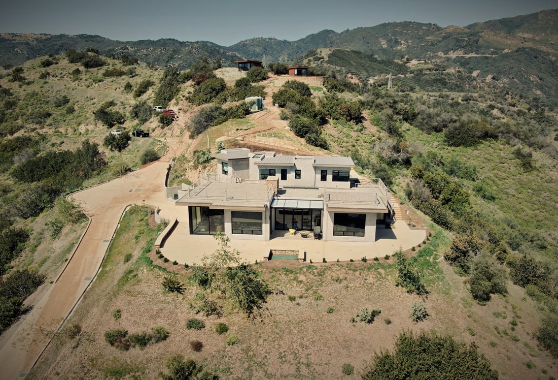 Aerial view of house and property